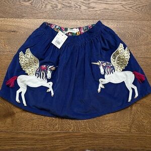 Mini Boden unicorn blue corduroy skirt size 9 10 girls NWT